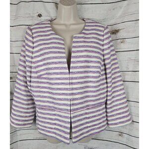 Talbots Pink Blue Striped Tweed Blazer 16 Womens NEW Academia Preppy